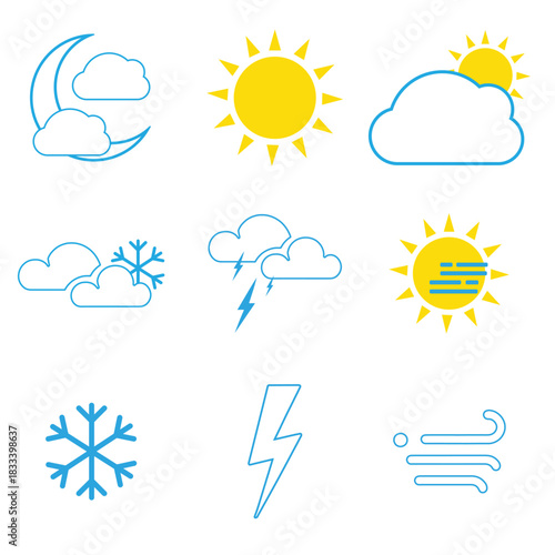 Weather symbols collection cloud rain.