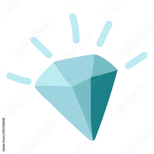 Blue diamond icon flat