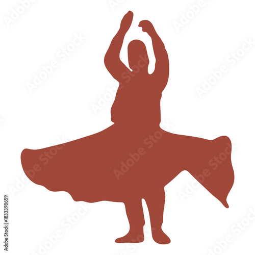 Arms up dervish turkish dancer silhouette
