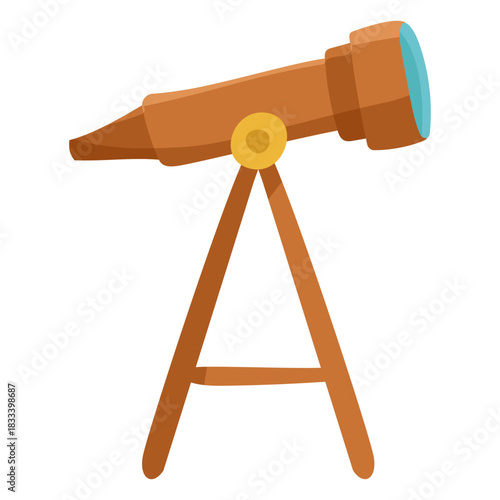 Brown telescope icon flat