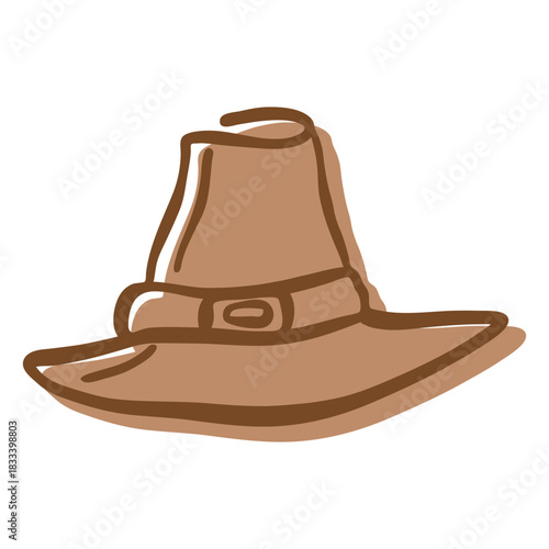Hand drawn stroke pilgrim hat