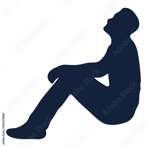 Male praying lean back silhouette