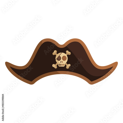 Pirate captain skull hat icon