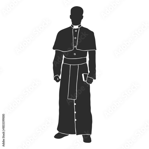 Standing priest clergy stencil