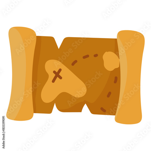 Treasure map illustration flat