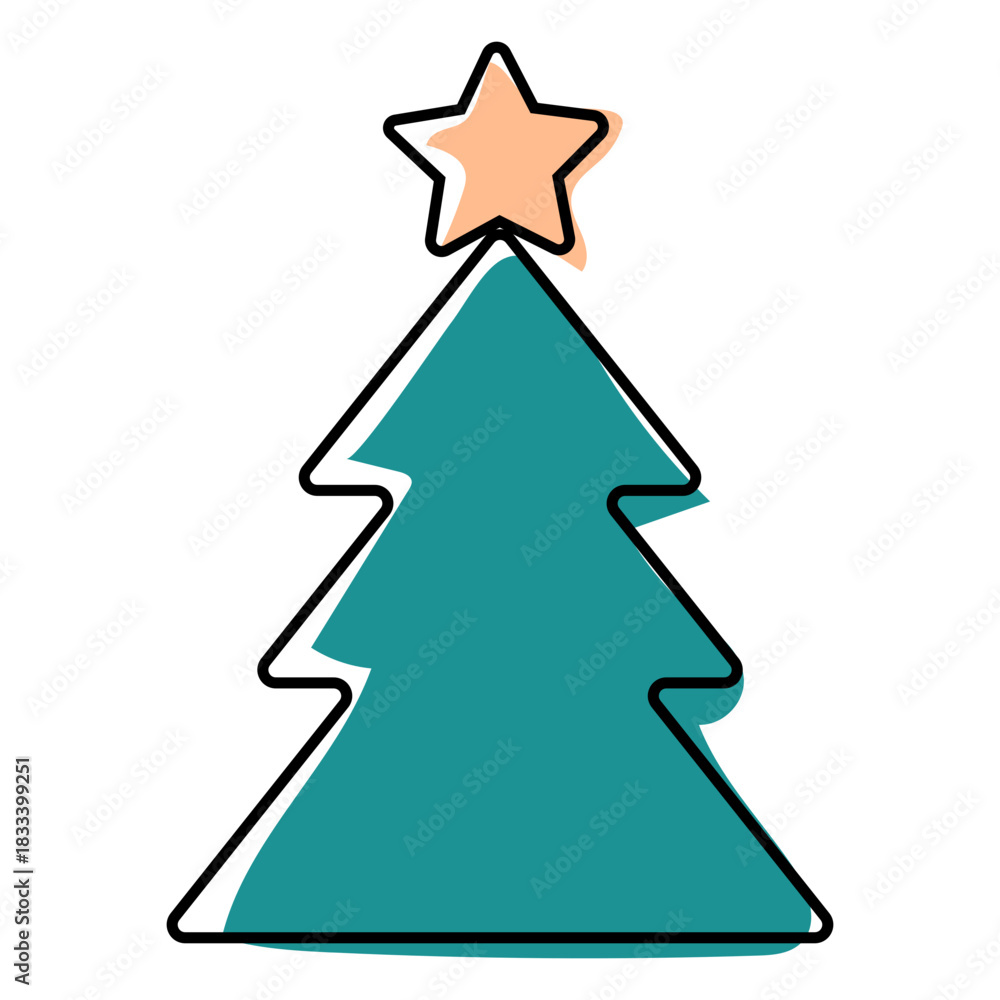Obraz premium Green Christmas tree color stroke