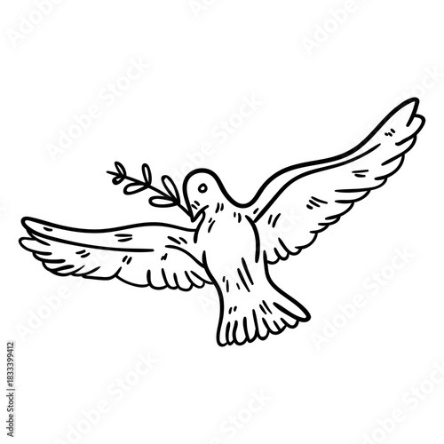 Flying dove peace symbol hand drawn