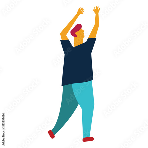 Man with raised hands