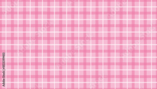 Seamless pink vichy plaid checker pattern. Cute girl style tartan print with doodle check texture. Vector cloth background for baby fabric, textile, scrapbook, picnic design, retro y2k fashion
