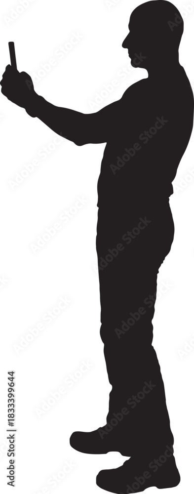 Obraz premium vector, side view of a man taking a self-portrait