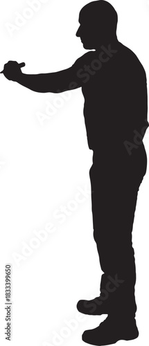 vector,  silhouette of side view of a man drawing or writing imaginatively