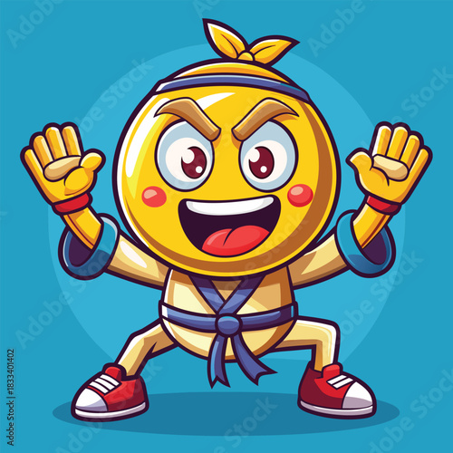 Energetic emoji warrior ready for martial arts battle