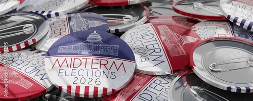 Tableau sur toile USA midterm Congress elections to 2026 round badges - 3D illustration