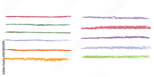 Crayon Line Stroke Vector Set. Chalk Scribble Underline Shapes Collection. Blackboard Hand Drawn Brush Texture Highlight Squiggle. Pencil Emphasis Elements Charcoal Doodle Dividers Bundle.