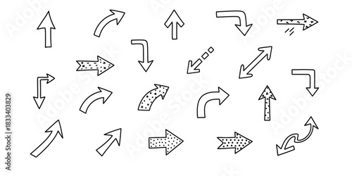 Hand drawn arrow collection simple vector set of directional indicators