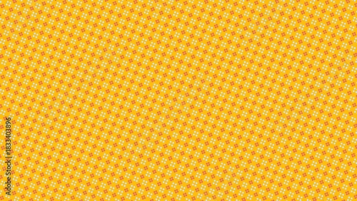 A yellow background with a pattern of squares and circles