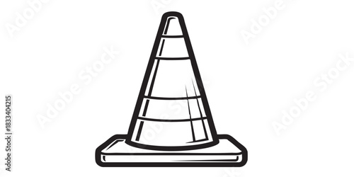 Minimal vector icon of a striped traffic cone