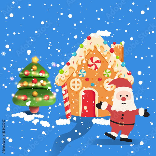 christmas tree and snowman