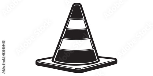 Minimal vector icon of a striped traffic cone