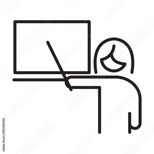 Icon of Educator teaching in a classroom with style blackboard presentation education concept teaching explaining