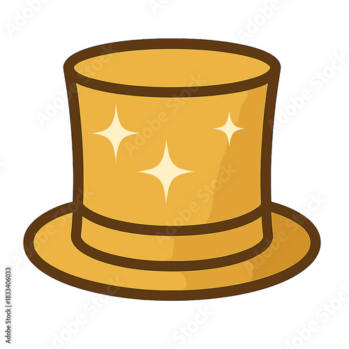 Glittering gold top hat, perfect headwear for celebrations and events