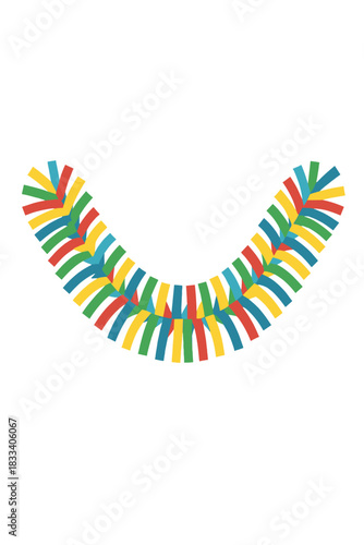 Bright festive tinsel garland on a white background for New Year and Christmas