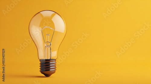 Bright idea concept with a lightbulb on a sunny yellow backdrop, perfect for showcasing innovation, inspiration, and creative solutions in your next project