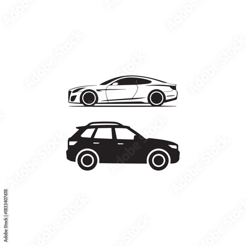 Car Silhouette Vector Illustration Two Stylish Vehicles Side View Design Graphics