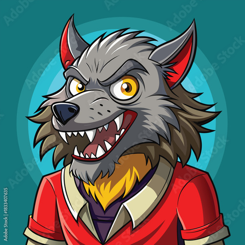 Happy cartoon wolf