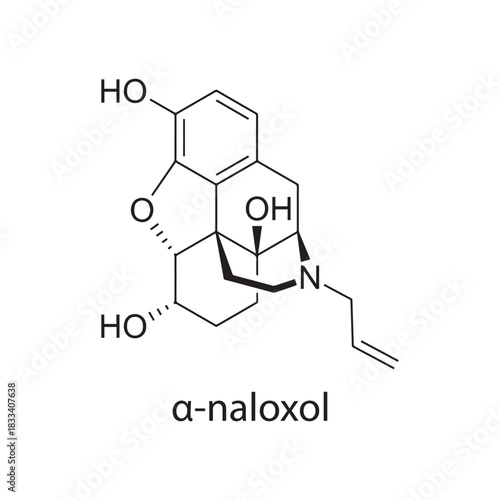 α-Naloxol molecular structure, opioid receptor antagonist metabolite, clean scientific vector diagram, skeletal chemical formula