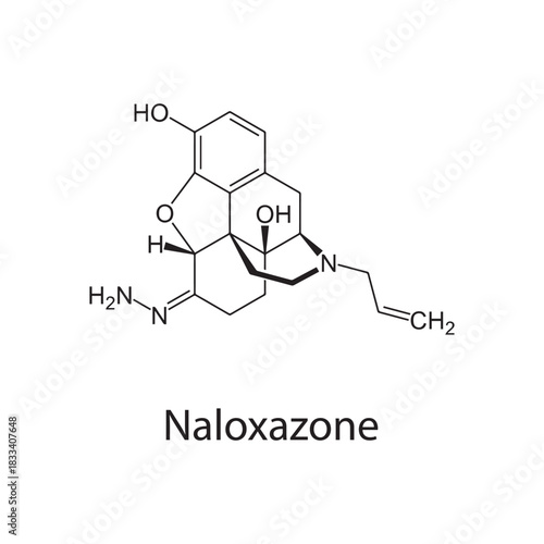 Naloxazone molecular structure, irreversible opioid receptor antagonist, clean scientific vector diagram, skeletal chemical formula