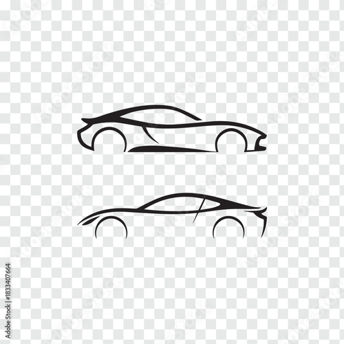 Modern Car Silhouette Vector Graphics for Automotive Design and Branding