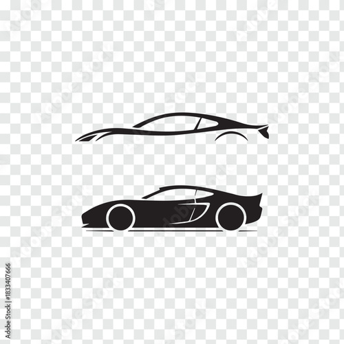 Sleek Automotive Designs Two Car Silhouettes in Black