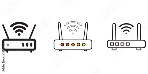 Various wireless router icons in different styles and designs.