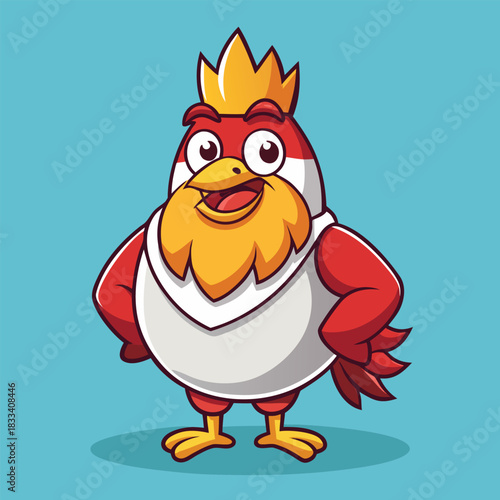 Majestic king rooster in regal armor and crown