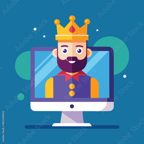 King on computer screen digital illustration
