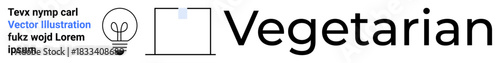 Healthy living, vegetarian lifestyle, minimal design, diet, eco-friendly habits, education. Text with the word Vegetarian and light bulb graphic. Healthy living and vegetarian concept