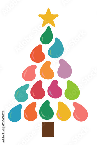 A Christmas tree crafted from a rainbow of nail polish smears