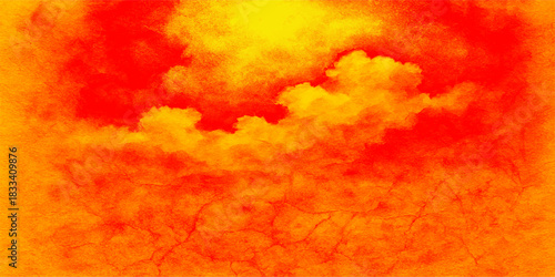 Abstract background with orange and yellow fire flames and smoke; a hot, grunge texture pattern of light and heat in an inferno sky