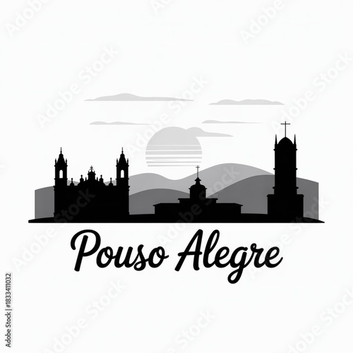 Pouso Alegre Minas Gerais Skyline Silhouette — Mountain-Edge Minas City Vector Illustration