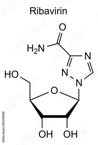 Ribavirin, chemical structure of ribavirin, drug substance