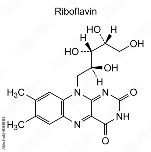 Riboflavin, chemical structure of riboflavin, drug substance