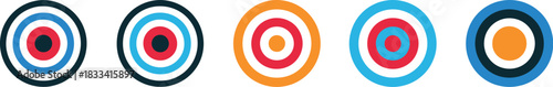 Target icons in diverse color schemes Aiming for precision and visual impact in design and branding