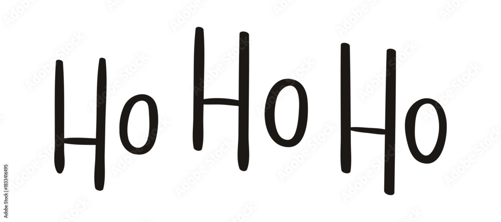 Fototapeta premium Ho ho ho hand lettering isolated on transparent background. Hand drawn vector illustration. Handwritten text, typography, holiday quote. Christmas design element, clip art
