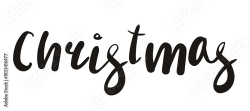 Christmas hand lettering isolated on transparent background. Hand drawn vector illustration. Handwritten text, typography, holiday quote. Christmas design element, clip art