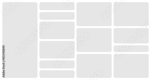 Bento grid template layout shape. Bento box modular collage frame design geometry background.