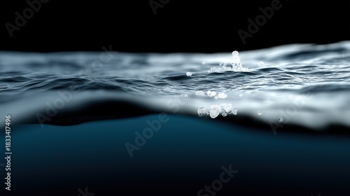 Fototapeta Naklejka Na Ścianę i Meble -  Dynamic water surface with splashes and ripples in motion