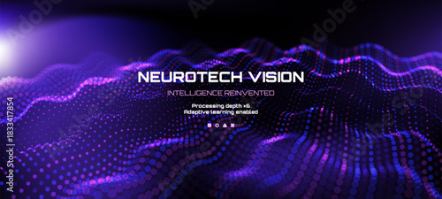 Futuristic digital wave pattern as a technology background for artificial intelligence and neurotech vision. Data flow visualization for modern science.