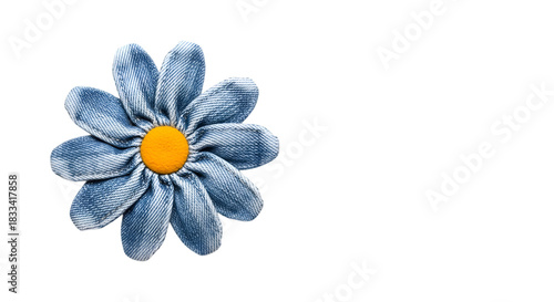 Denim flower isolated on white background, a charming and rustic decoration