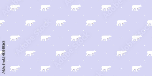 Winter Polar Bear Snow Seamless Pattern Background